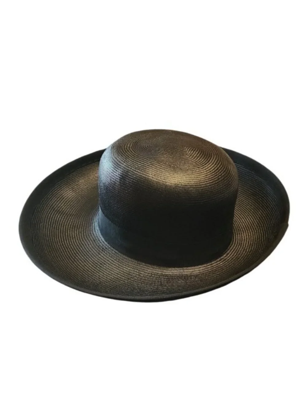 Mr John Classic Vintage 1968 Black Straw Wide Brim Hat New York Paris Designer